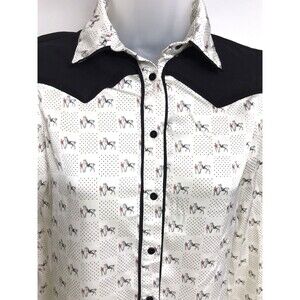 Zara Shirt Horse Print Top Cowgirl Westerncore Rodeo Blouse XS Equestrian